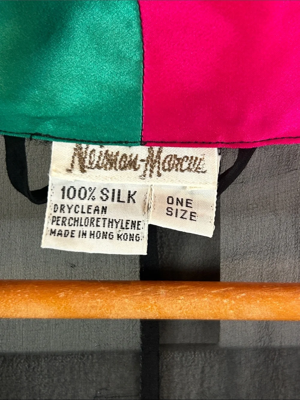 Vintage Neiman Marcus 100% Silk Colorblock Robe